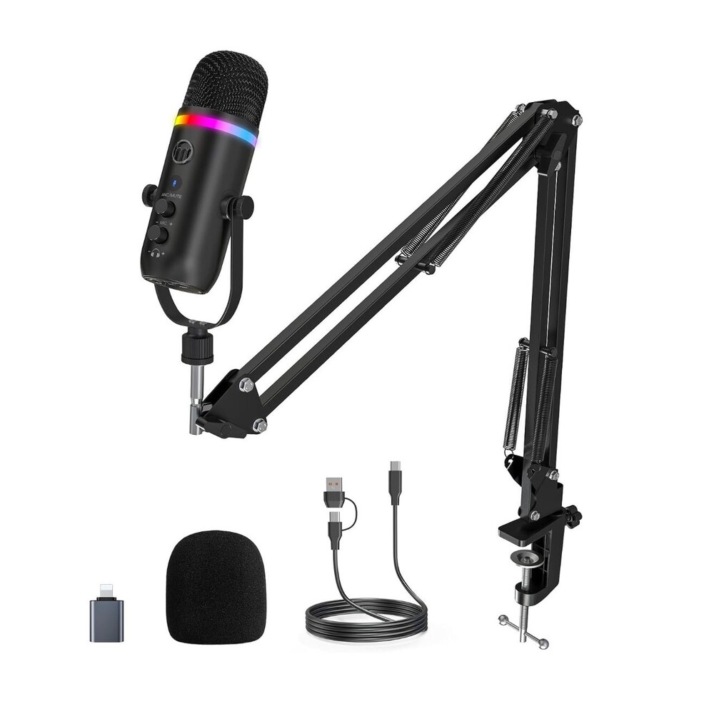 ZealSound K66 PROS RGB Podcast Microphone Kit USB PC Mac iPhone Boom Arm NEW